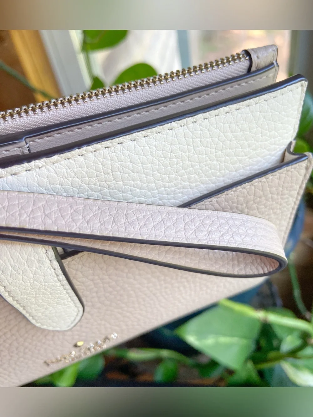 kate spade Two-Tone Pebbled Leather Wallet — Blush Pink & Cream Vanilla Girl